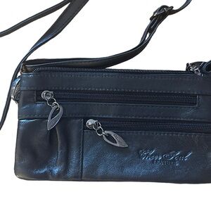Cheer Soul black Leather Crossbody Wallet New